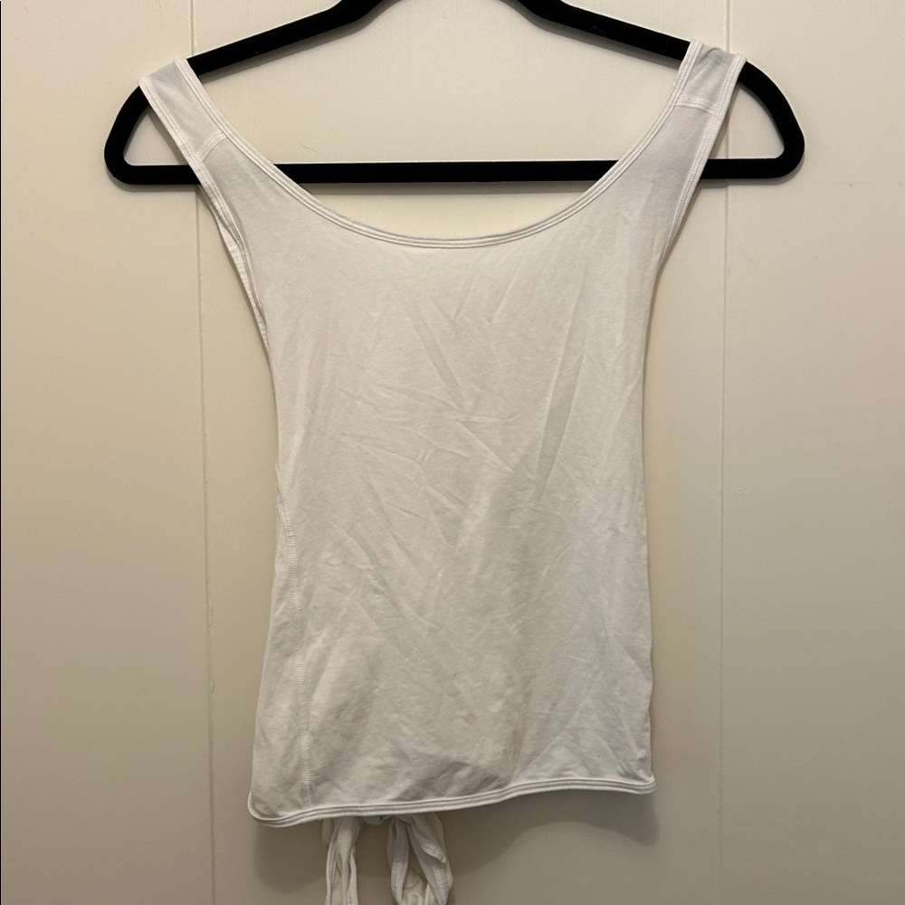 Lululemon White High Neck Tie Back Crop Tank